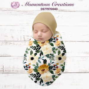 Golden Blooms Swaddle & Beanie Set