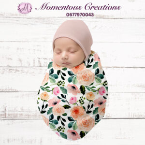 Blushing Roses Swaddle & Beanie Set