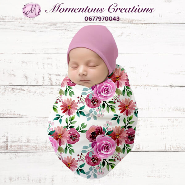 Radiant Rose Garden Swaddle & Beanie Set