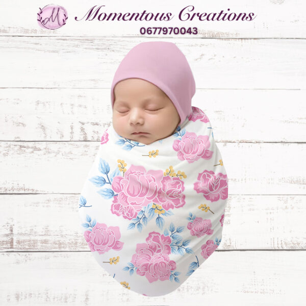 Peony Garden Swaddle & Beanie Set