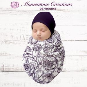 Black & White Floral Swaddle Set