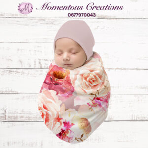Lush Floral Swaddle & Beanie Set