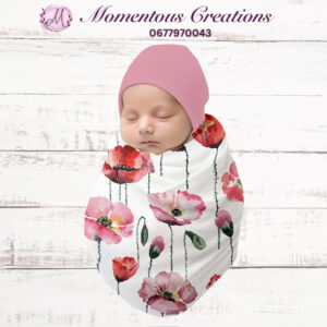Sweet Poppies Swaddle & Beanie Set