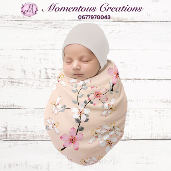 Blush Bloom Swaddle & Beanie Set