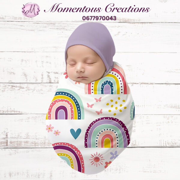 Colorful Rainbow & Blooms Swaddle Wrap