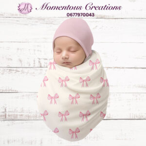 Pink Bow Baby Swaddle Wrap