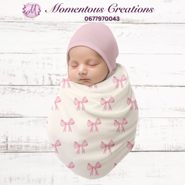 Pink Bow Baby Swaddle Wrap