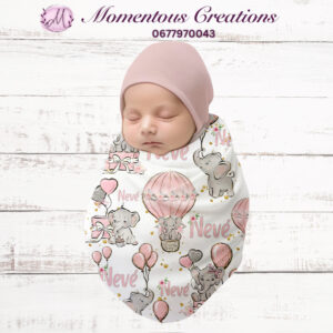 Pink Elephant air balloon swaddle set