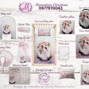 Pink Swan Baby Duvet Set