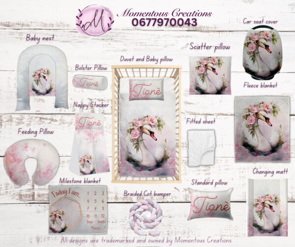 Pink Swan Baby Duvet Set