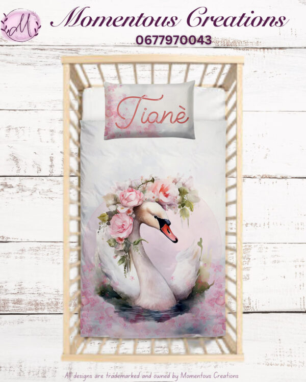 Pink Swan Baby Duvet Set - Image 9