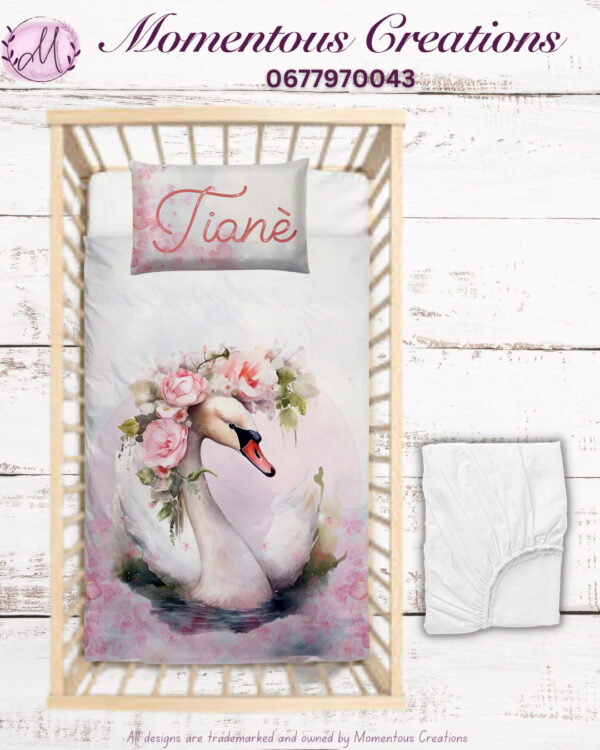Pink Swan Baby Duvet Set - Image 10