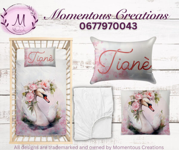 Pink Swan Baby Duvet Set - Image 12