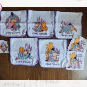 Purple pooh burp cloth combo