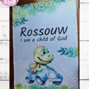 Dino in car fleece blanket