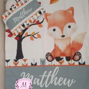 Grey and orange fox duvet set