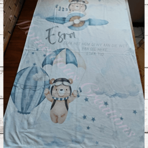 The "Up & Away" Aviator Bear Custom fleece blanket